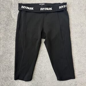 IVY PARK Capri Leggings Womens Medium Black Zip Pocket Athletic Yoga Running